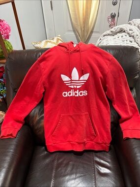 adidas Red Crewneck Trefoil Logo Sweatshirt